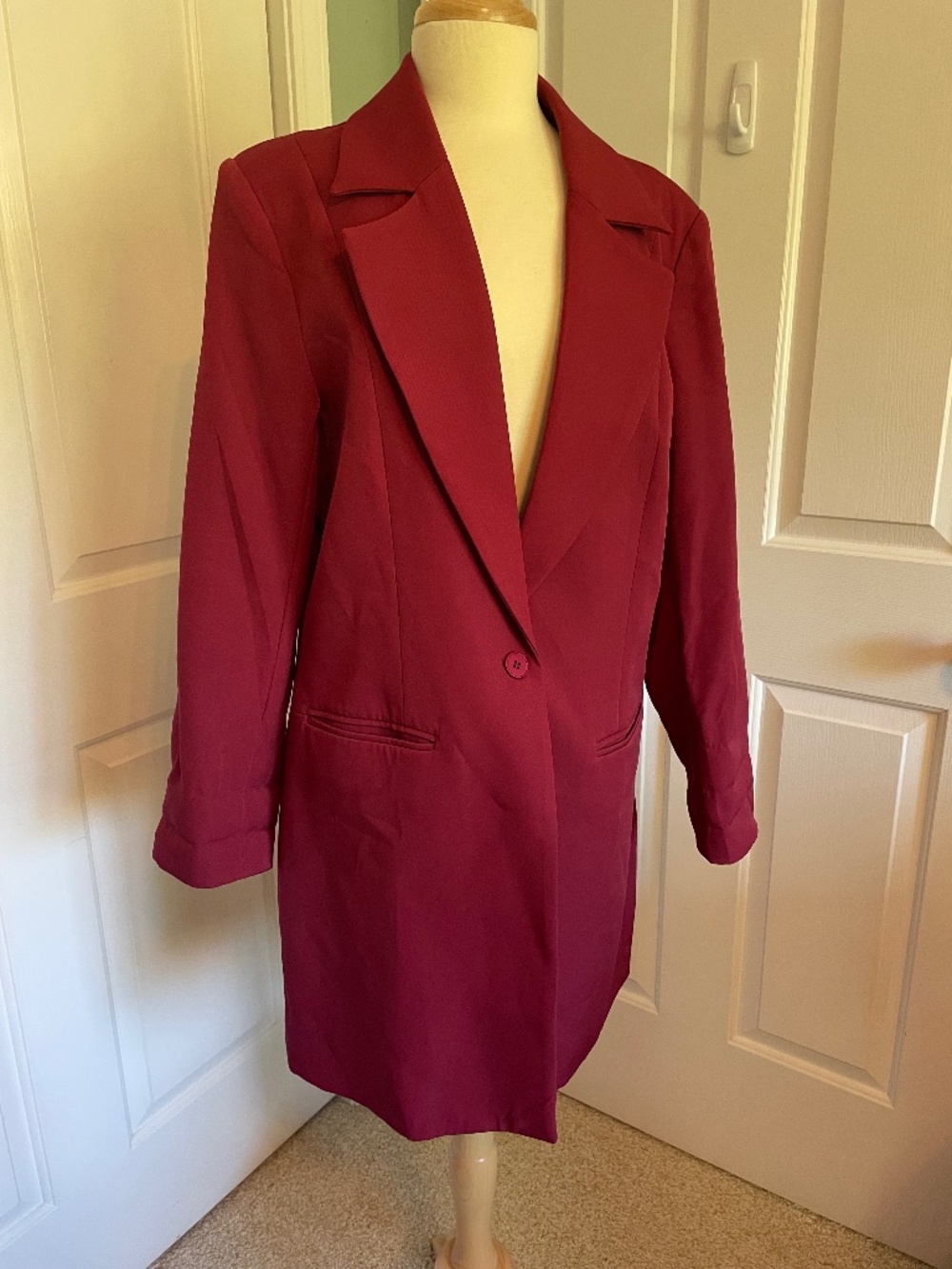 PrettyGarden Maroon Long Blazer - Large